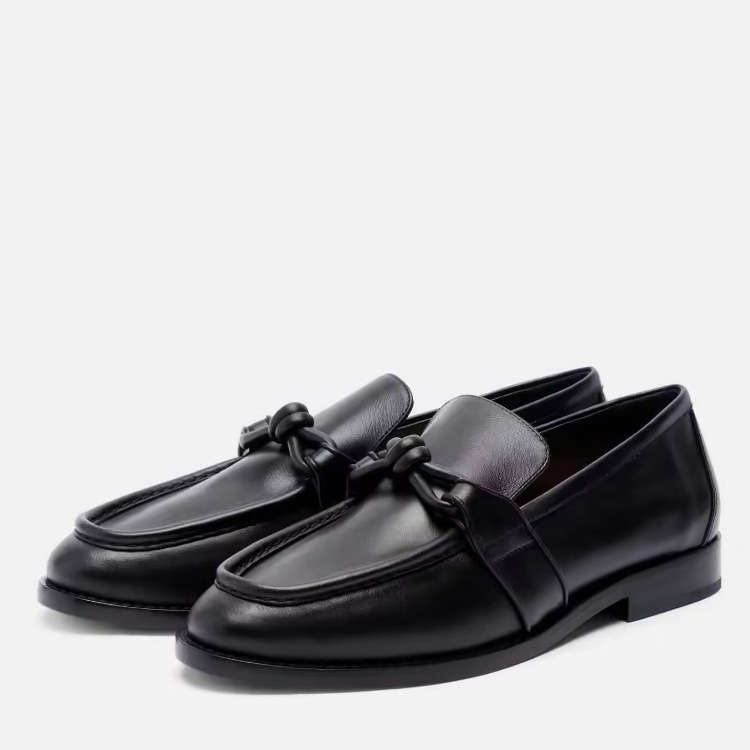 Formal Wear Women'S Loafers - Women's Leather Knot Detail Loafers Slip-On