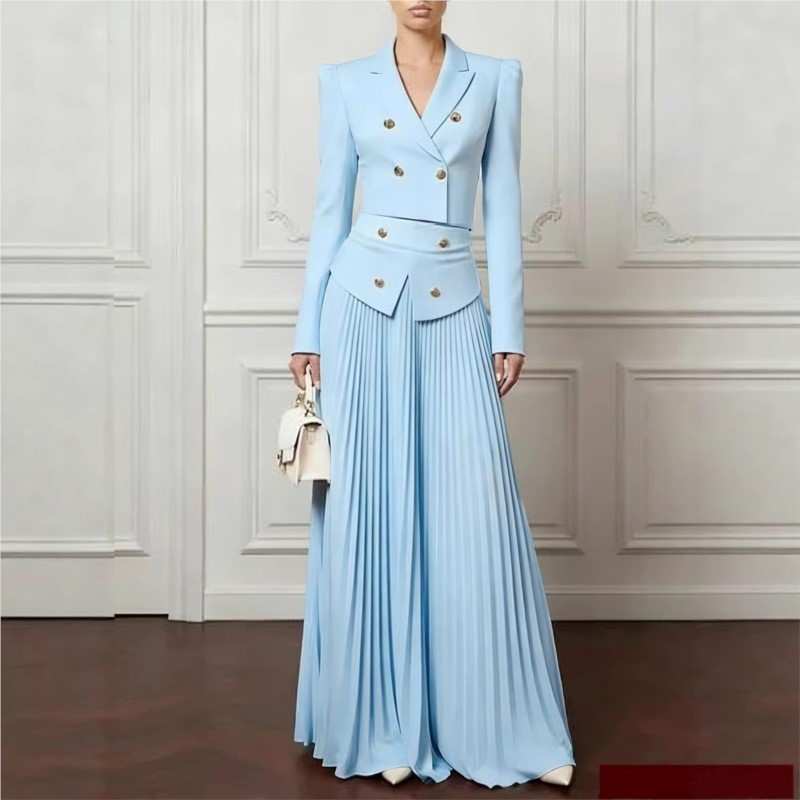 Formal Attire Woman - Elegant Temperament 2-Piece Set Lapel Button