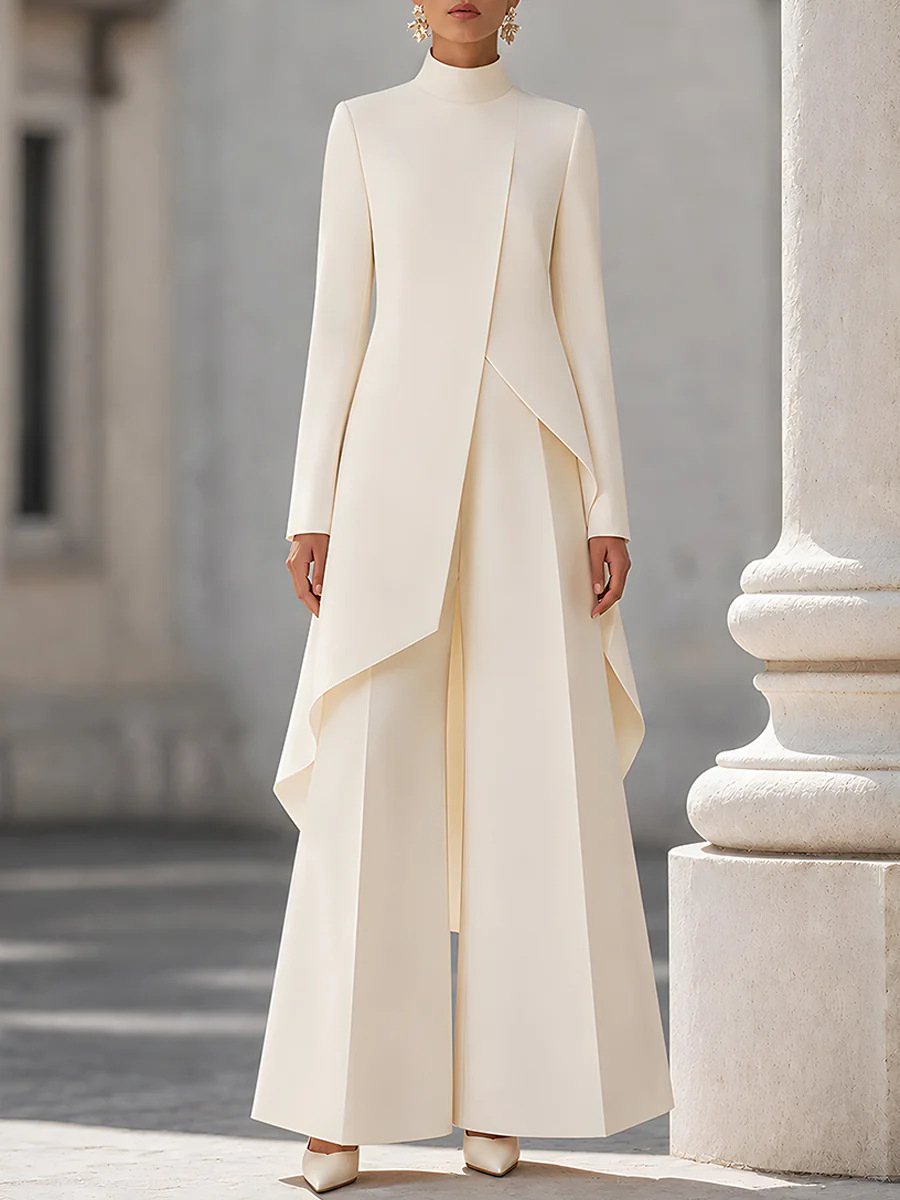 Formal Attire Woman - Women Two Piece Outfit Mock Neck