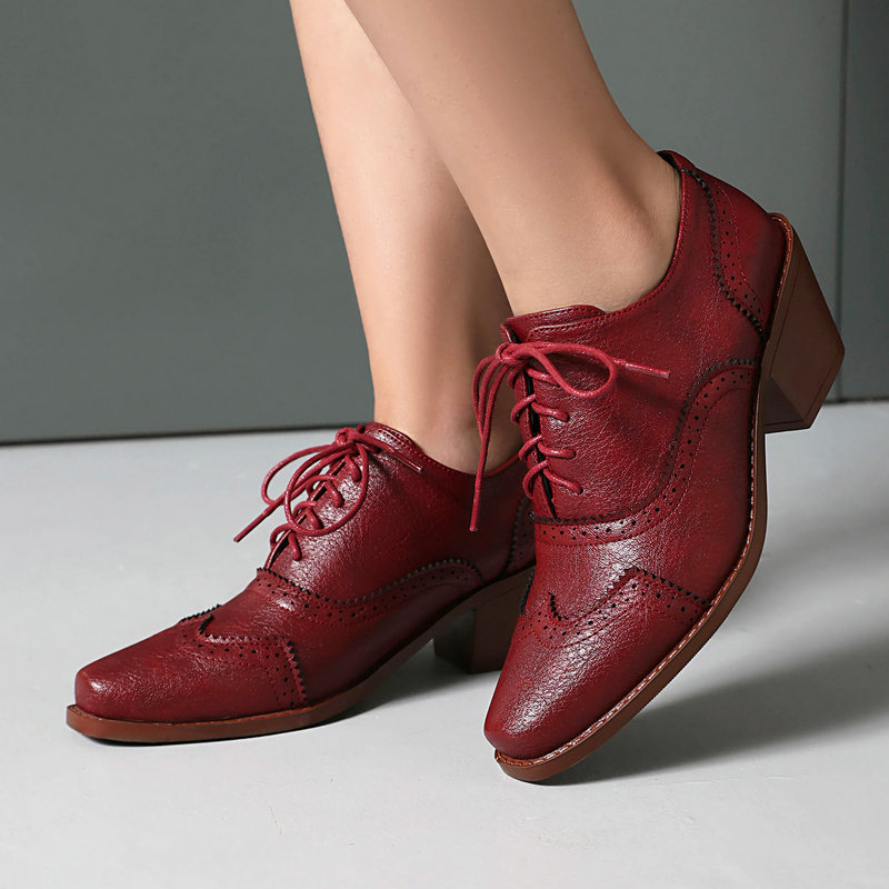 Women Oxford Shoes Point Toe W - Pump Heel Block 评论和价格
