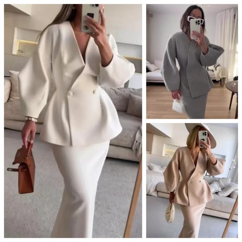 2 Piece Sets Women Outfits Ele - Women Formal Wear For Meeting 评论和价格