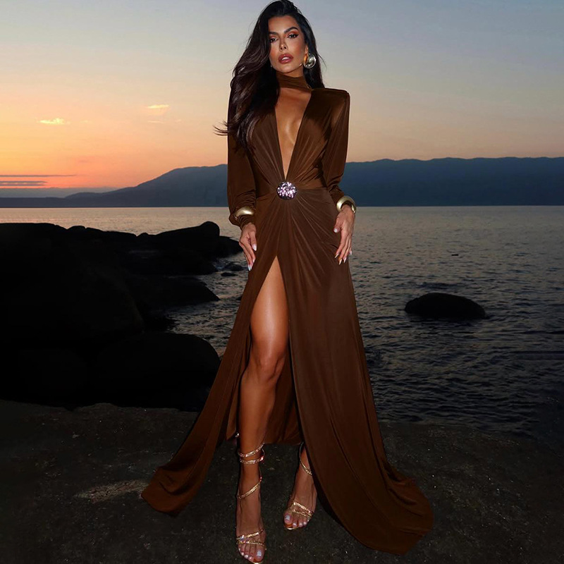 Brown Autumn Women Prom Dress  - Women'S Holiday Formal Wear 评论和价格