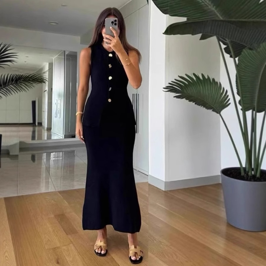Round-neck Single-breasted Sle - Women Formal Wear With Skirt 评论和价格