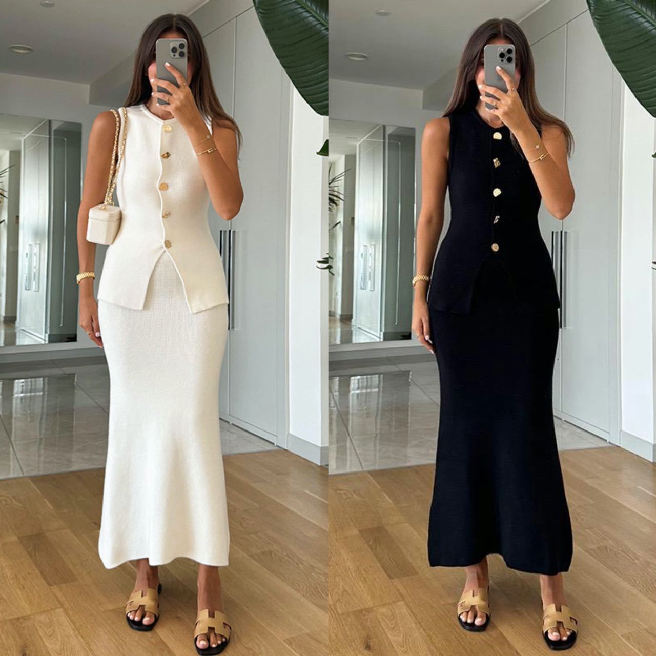 Round-neck Single-breasted Sle - Women Formal Wear With Skirt 评论和价格