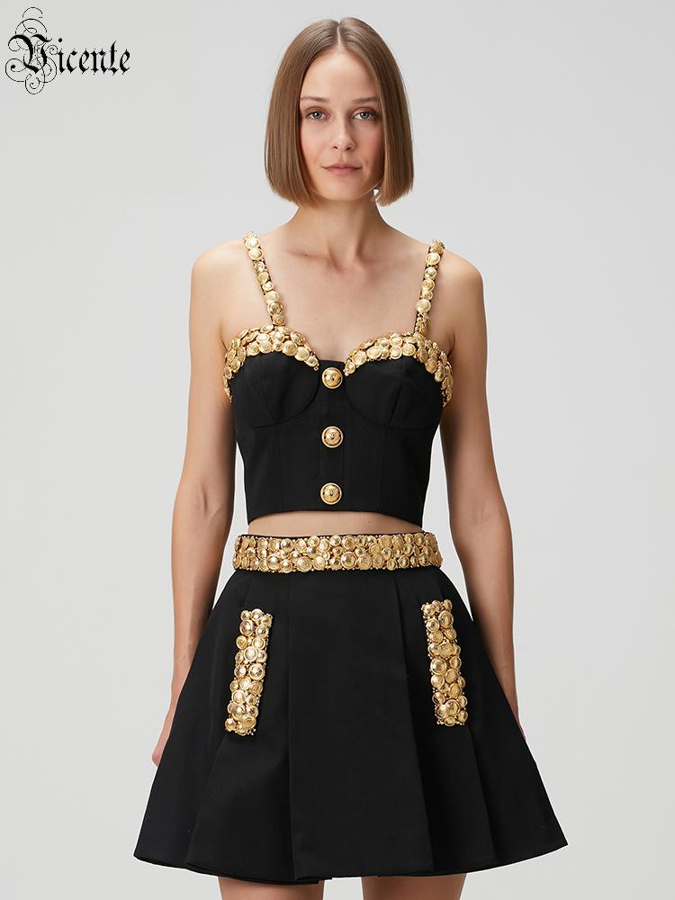 VC Black Two Piece Set Dress w - Women Formal Wear With Skirt 评论和价格