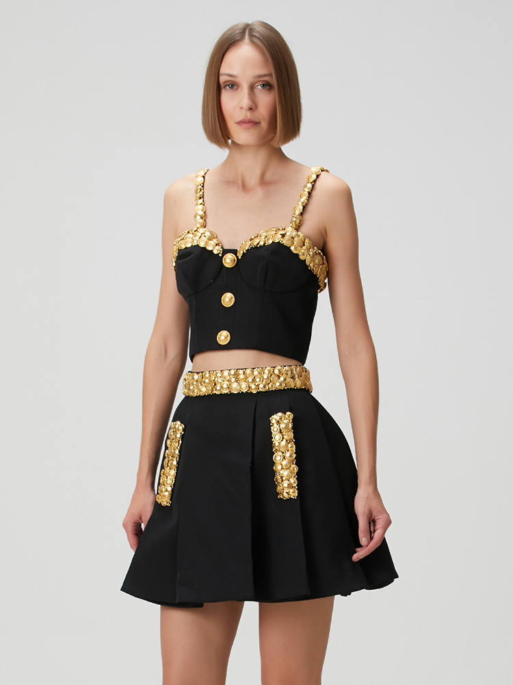 VC Black Two Piece Set Dress w - Women Formal Wear With Skirt 评论和价格