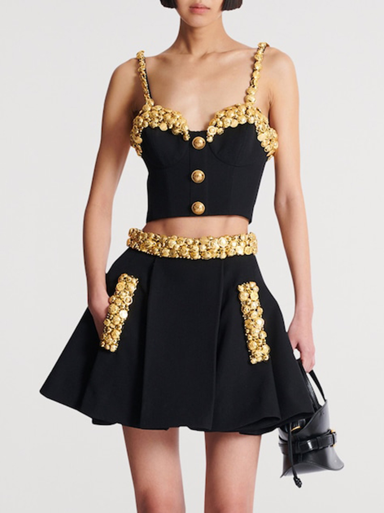 VC Black Two Piece Set Dress w - Women Formal Wear With Skirt 评论和价格