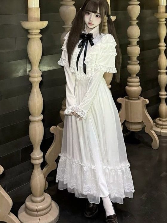 Japanese Short Sleeve Bow Lace - Women Formal Wear With Skirt 评论和价格