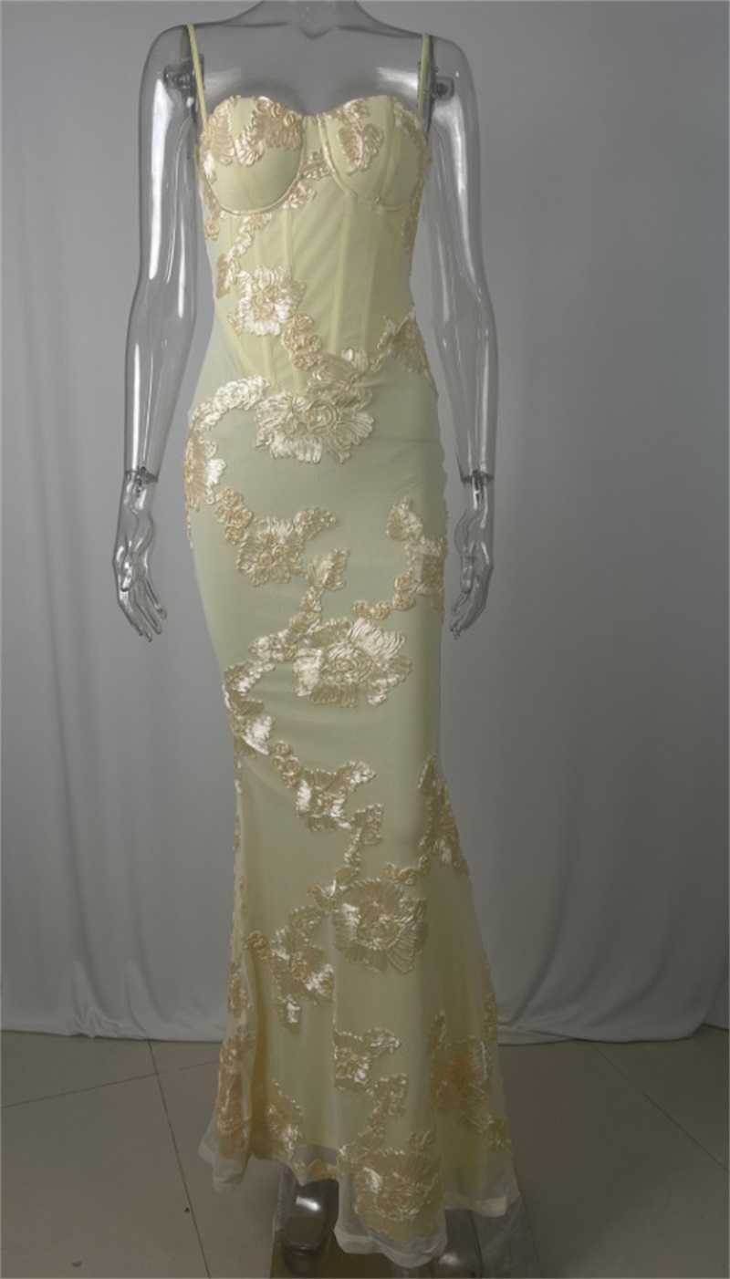 Yellow Embroidery Women Prom D - Women'S Holiday Formal Wear 评论和价格