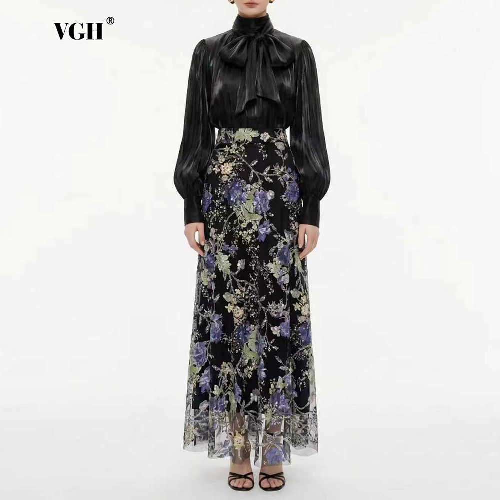 VGH Elegant Chic Black Floral  - Women Formal Wear With Skirt 评论和价格