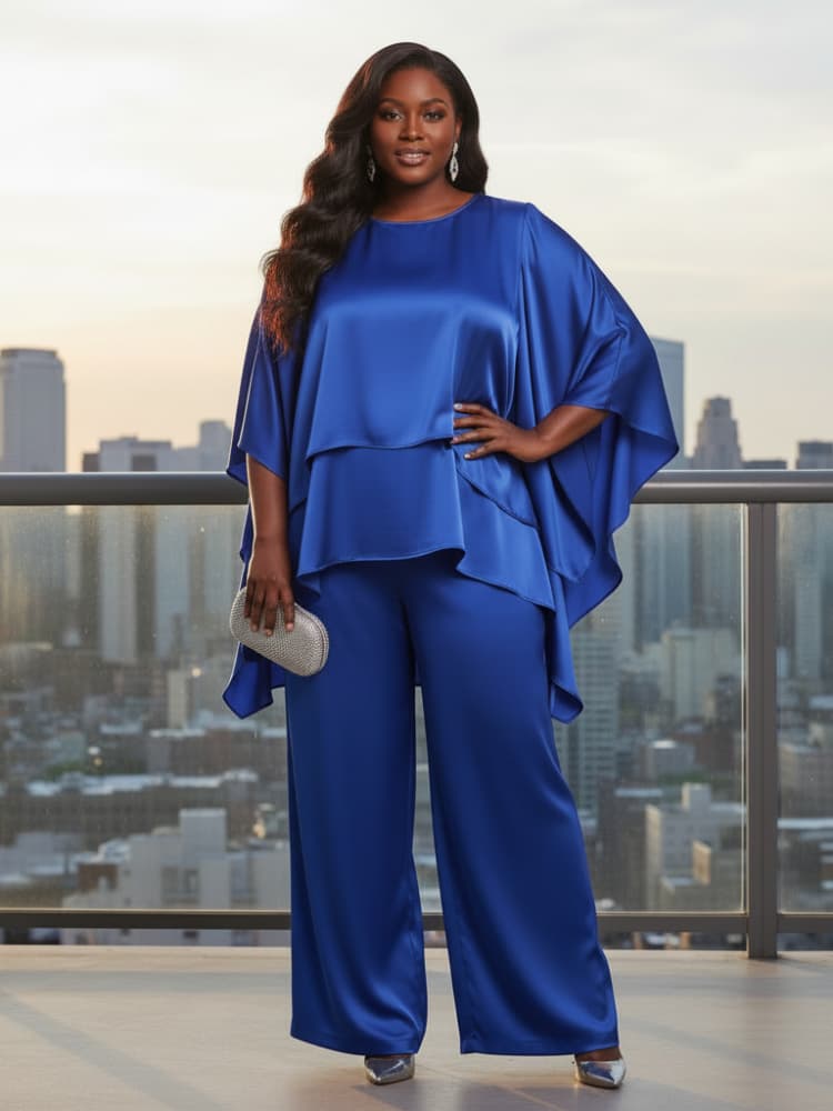 Plus Size Round Neck Cape Slee - Formal Attire Woman 评论和价格