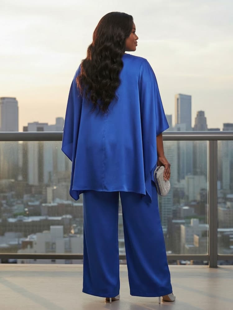 Plus Size Round Neck Cape Slee - Formal Attire Woman 评论和价格