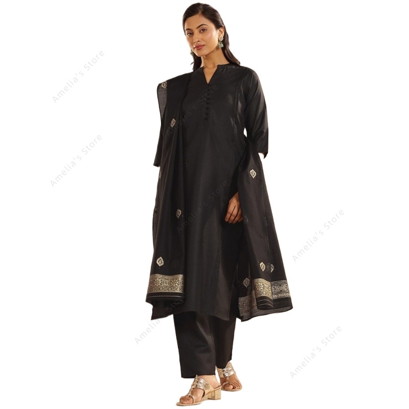 Women's Black Jacquard Kurta P - Women Formal Wear Indian 评论和价格