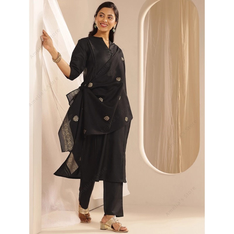 Women's Black Jacquard Kurta P - Women Formal Wear Indian 评论和价格