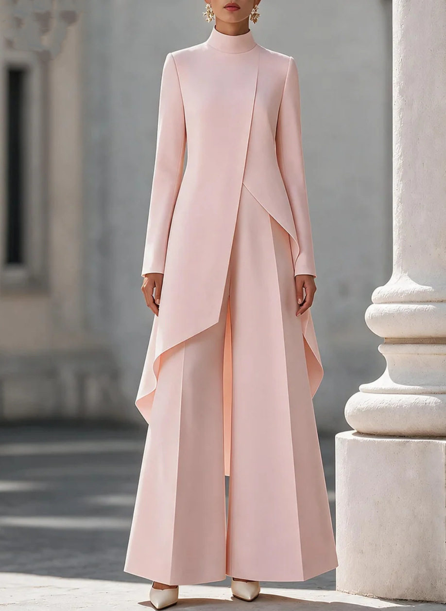 Women Two Piece Outfit Mock Ne - Formal Attire Woman 评论和价格