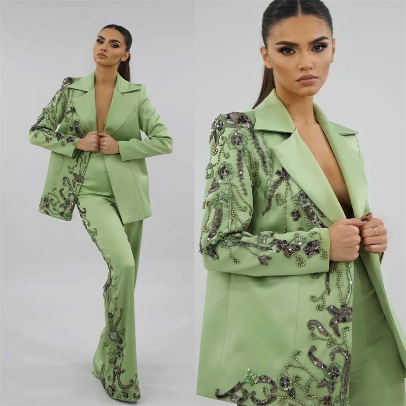 Designer Green Satin Women Sui - Women Formal Wear Designers 评论和价格
