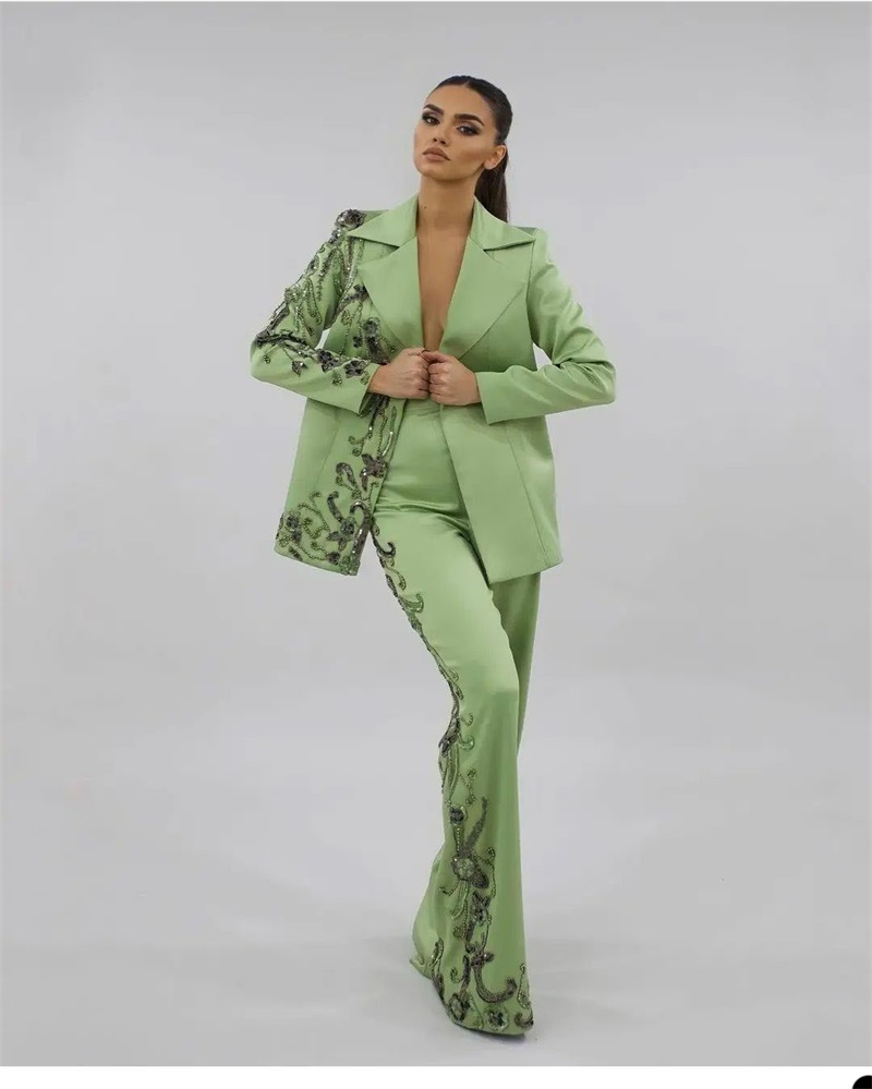 Designer Green Satin Women Sui - Women Formal Wear Designers 评论和价格