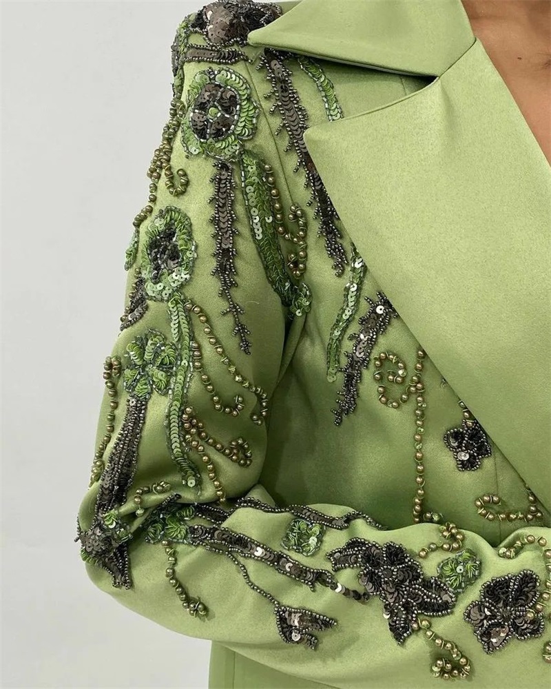 Designer Green Satin Women Sui - Women Formal Wear Designers 评论和价格