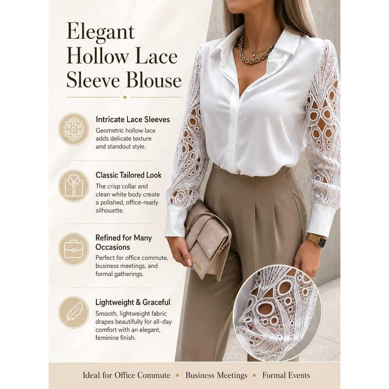Women Button Down Satin Blouse - Women Formal Wear For Meeting 评论和价格
